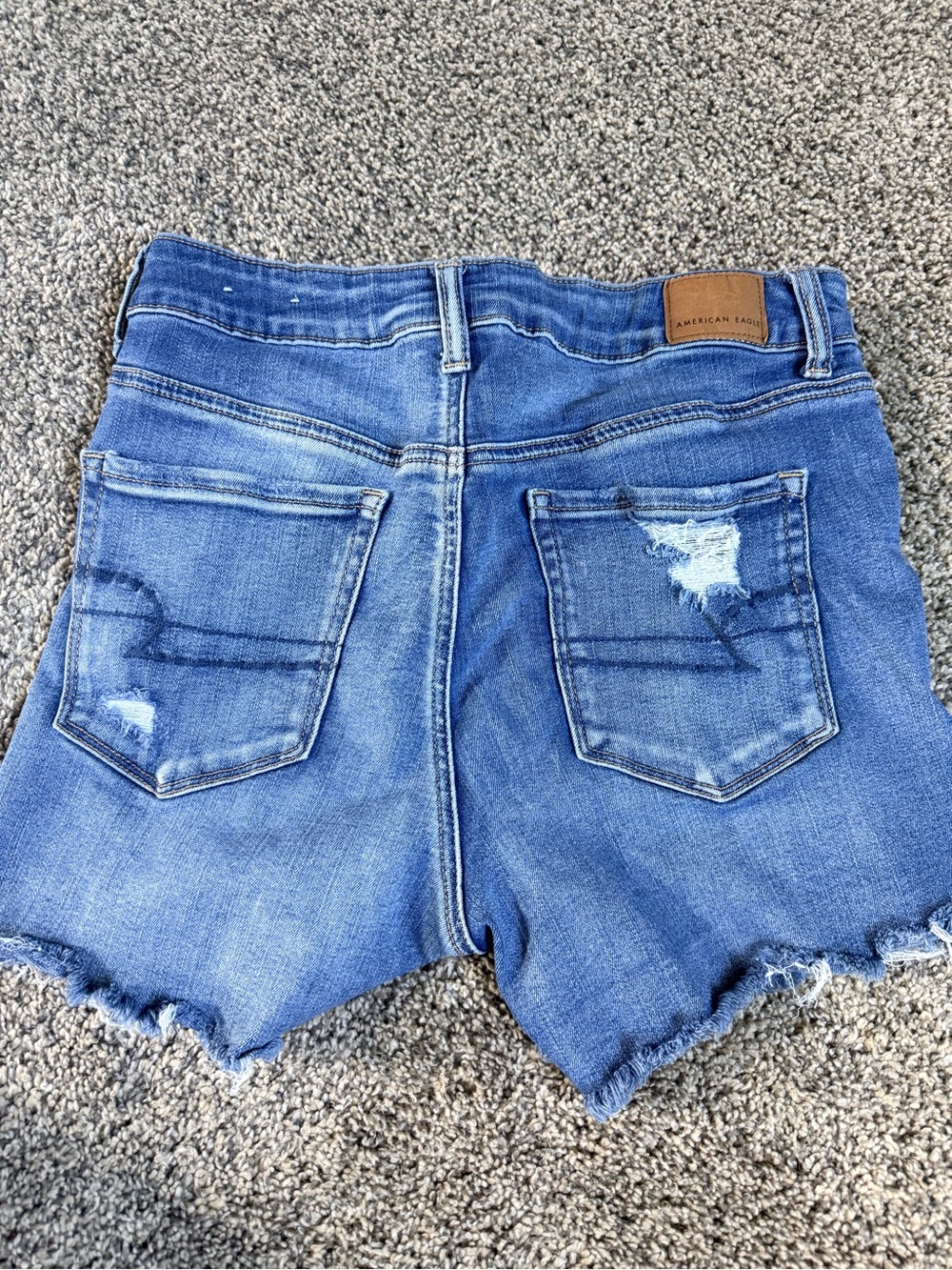 American Eagle Outfitters Mid Blue Distressed Denim Shorts